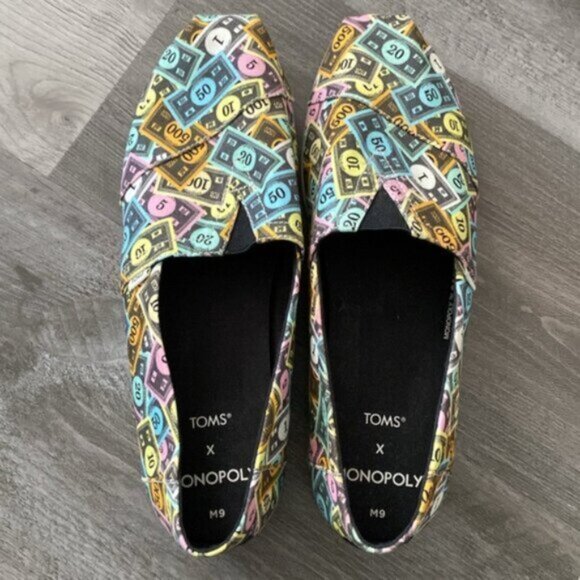 Toms x Monopoly Alpargata Slip-On Shoes Mens 9 Multicolor Multi Money Print LE - Picture 12 of 12
